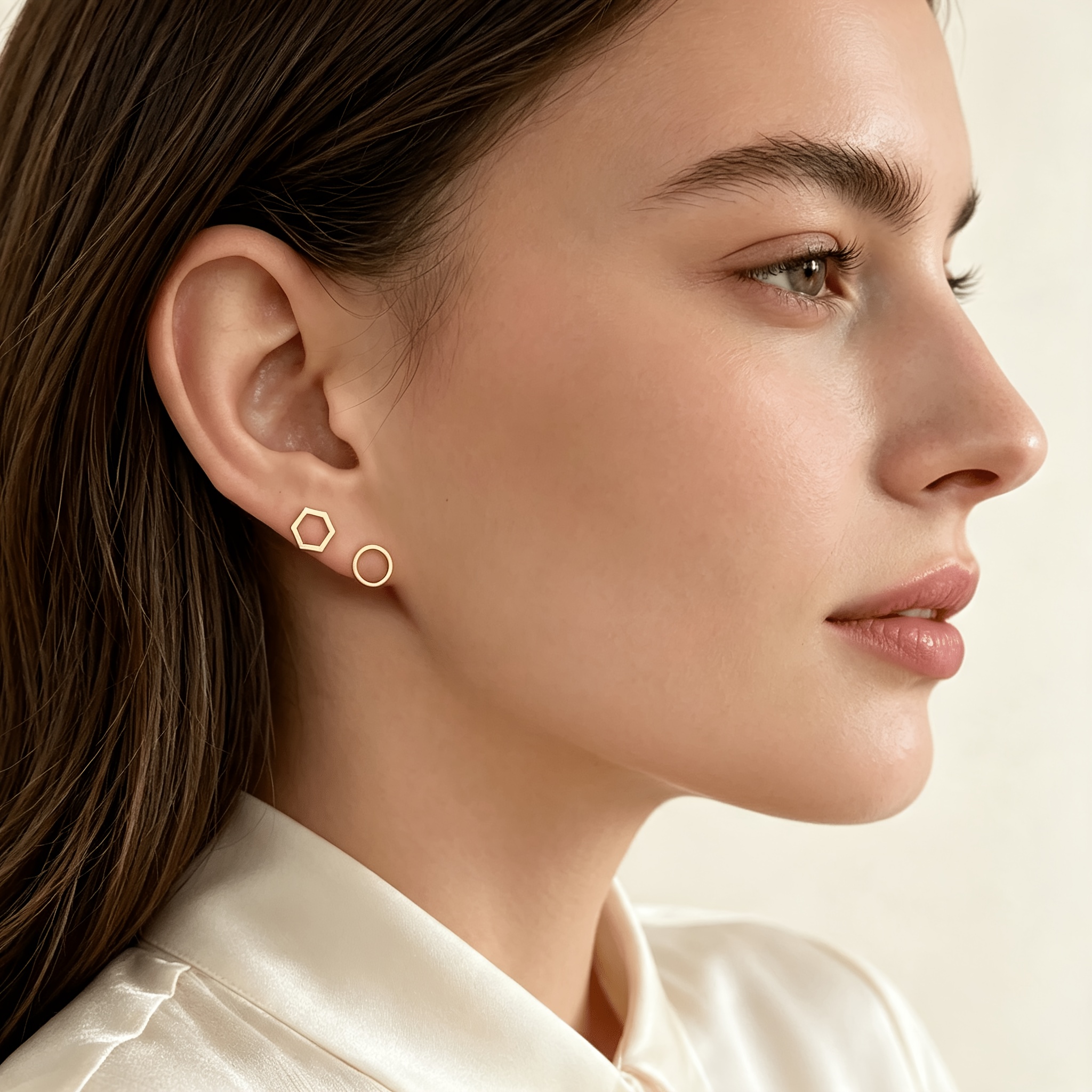 Women's Minimalist Style Stainless Steel Ear Studs Set